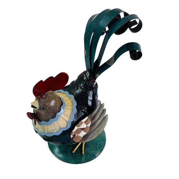 Metal Rooster Chicken Hand Painted 12" x 8.5" - Picture 2 of 8
